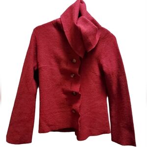 GRO Abrahamsson Women Boiled Wool Sweater Jacket Red Anthropologie Size 38